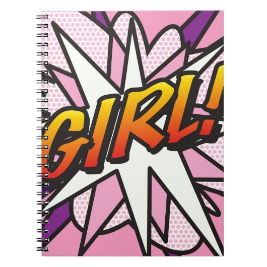 MEISJE Leuk Retro Stripboek Pop Art Notitieboek (Voorkant)