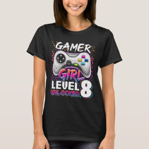 Meisje Level 8 Ontgrendeld Videogame 8e Verjaardag T-shirt