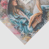 Meisje lezen collage stijl decoupage papier (Detail)