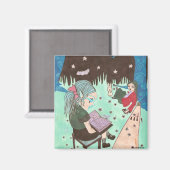 Meisje lezen nacht sterren magneet (Voorkant / Achterkant)