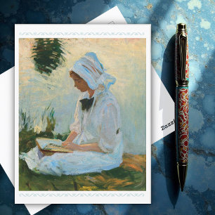 Meisje lezen via een stream, Sargent 1888 Briefkaart
