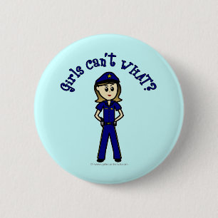 Meisje lichte politieagent ronde button 5,7 cm