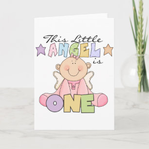 Meisje Little Angel 1st Verjaardag Tshirts en gesc Kaart