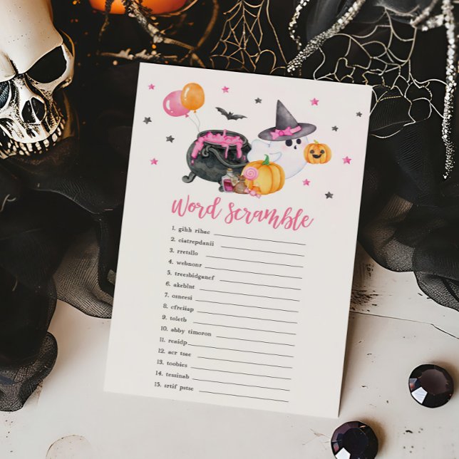 Meisje Little Boo Ghost Word Scramble Game (Ghost Halloween Baby Shower Word Scramble Game)