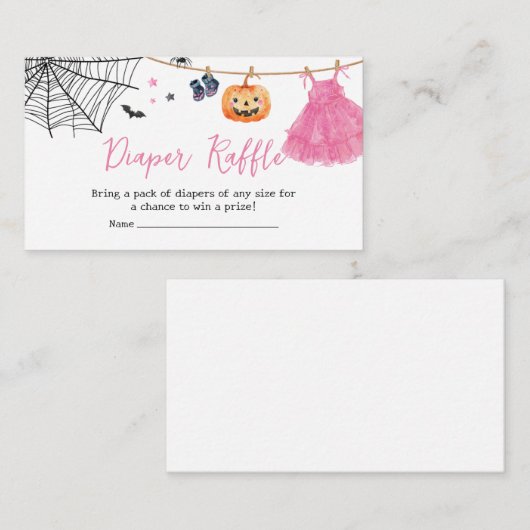 Meisje Little Boo Halloween Pompoen Luier Raffle Informatiekaartje (Voorkant / Achterkant)