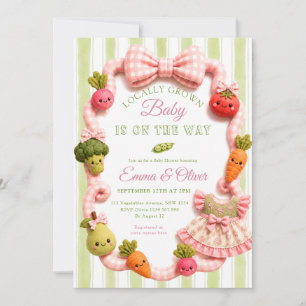 Meisje lokaal gekweekte boerenmarkt baby shower kaart