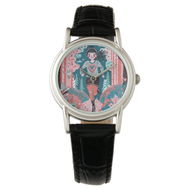 Meisje loopt in het park horloge (Voorkant)