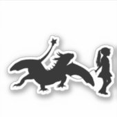 Meisje lopen Haar Pet Dragon Grappige Gag Gift Sticker (Voorkant)