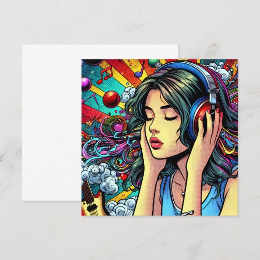 Meisje Luisteren naar Muziek op Hoofdtelefoon Psyc (Voorkant / Achterkant)