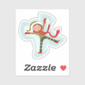 Meisje maakt een sneeuwengel sticker (Vel)