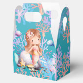 Meisje magische zeemeermin onder het zee regenboog bedankdoosjes (Geopend)