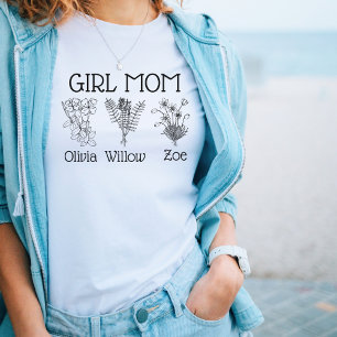 Meisje Mama Drie Wildflower Namen T-shirt