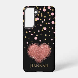 Meisje meisje glam roze glitter hart samsung galaxy hoesje