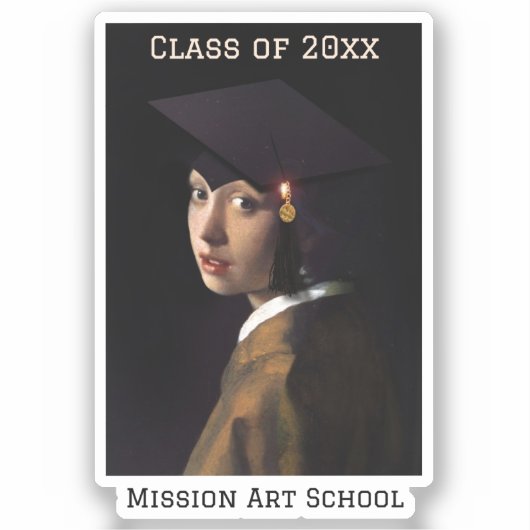 Meisje met Afstudeerder Pet Afstuderen Sticker (Voorkant)