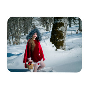 Meisje met appels in de sneeuw magneet