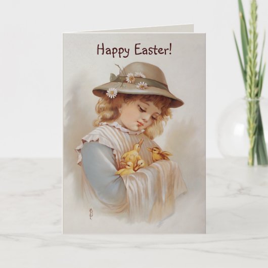 Meisje met Baby Eucks Lente en Pasen Feestdagen Kaart (Voorkant)