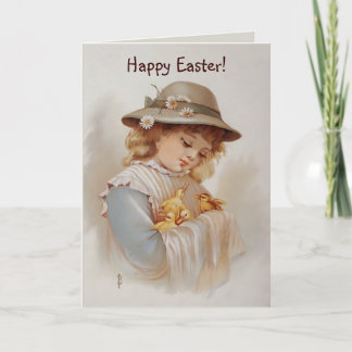 Meisje met Baby Eucks Lente en Pasen Feestdagen Kaart