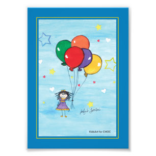 Meisje met ballonnen - Kinder kunst voor CHOC Foto Afdruk
