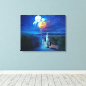 Meisje met ballonnetjes Pad Love Our Planet op Canvas Afdruk (Insitu (Houten vloer))