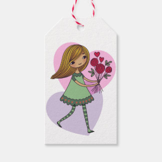 Meisje Met Bloemen Cadeaulabel
