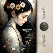 Meisje met bloemen en libel decoupage tissuepapier