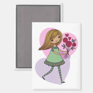 Meisje Met Bloemen Magneet