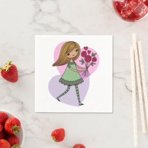 Meisje Met Bloemen Servet