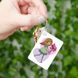 Meisje Met Bloemen Sleutelhanger
