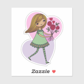 Meisje Met Bloemen Sticker