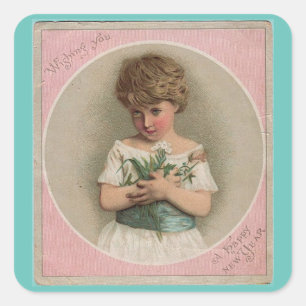 meisje met bloemen sticker