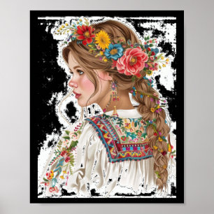Meisje met bloemen Sticker 1 Poster