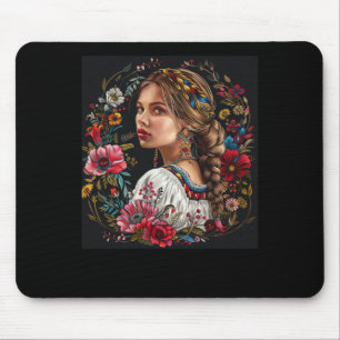 Meisje met bloemen Sticker Muismat
