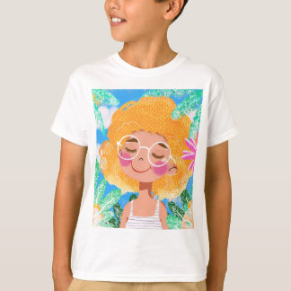 Meisje met bloemen t-shirt