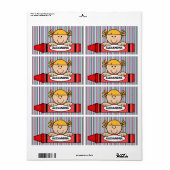 Meisje met Blond Haar Crayon School Supply Label (Full Sheet)