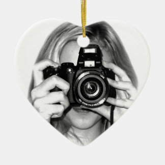 Meisje met camera keramisch ornament