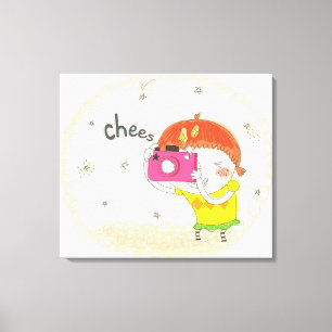 Meisje met camera, klikken canvas afdruk