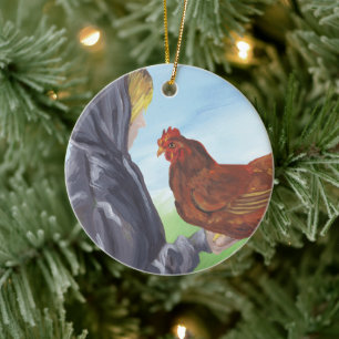 Meisje met Chicken Ornament
