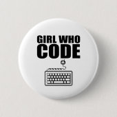 Meisje met code ronde button 5,7 cm (Voorkant)