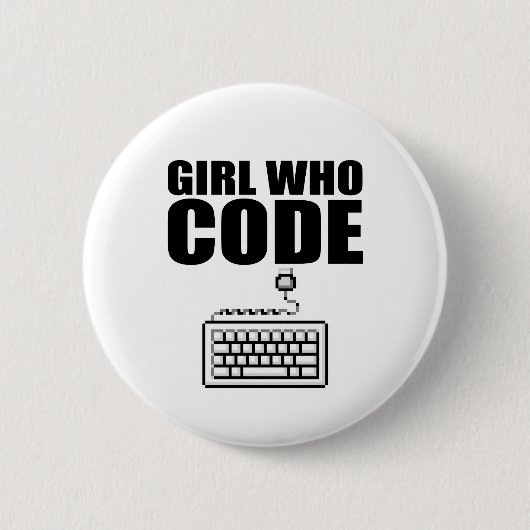 Meisje met code ronde button 5,7 cm (Voorkant)