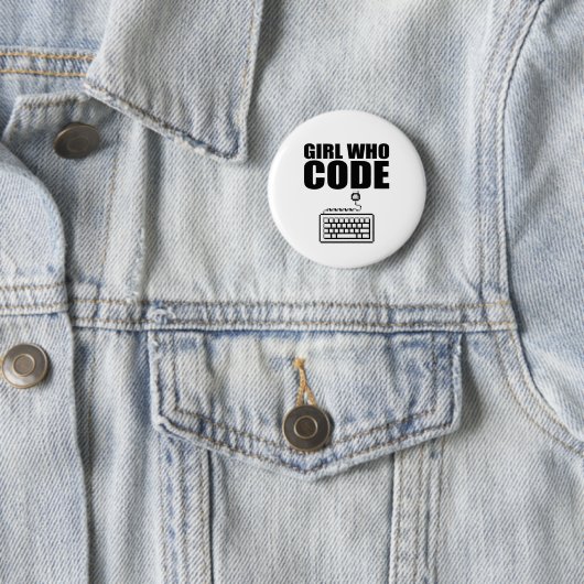 Meisje met code ronde button 5,7 cm (In situ)