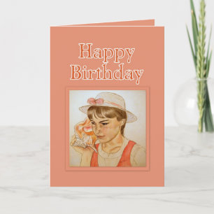 Meisje met Conch Shell Happy Birthday Kaart