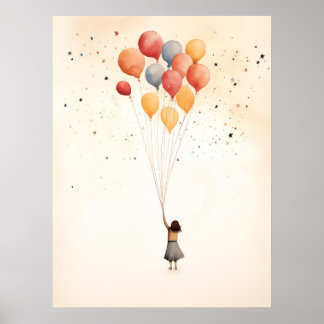 Meisje met de ballonnen poster