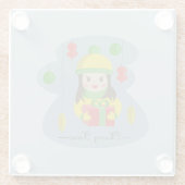 Meisje met de doos van de Kerstmisgift Glazen Onderzetter (Achterkant)