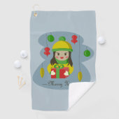 Meisje met de doos van de Kerstmisgift Golfhanddoek (Insitu)