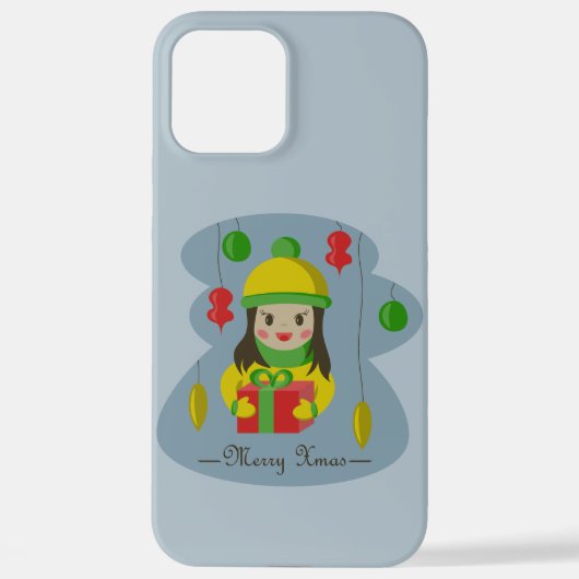 Meisje met de doos van de Kerstmisgift iPhone Hoesje (Achterkant)