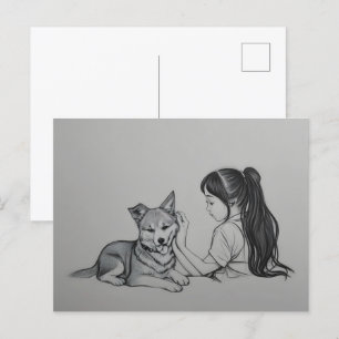 Meisje met de hond briefkaart