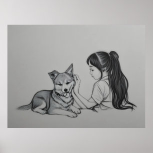 Meisje met de hond poster
