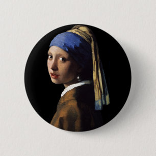 meisje met de parel ronde button 5,7 cm