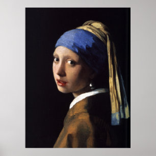Meisje met de parel van Johannes Vermeer Poster