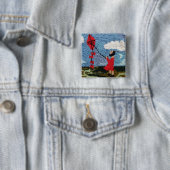 Meisje met de Rode Kite Vierkante Button 5,1 Cm (In situ)